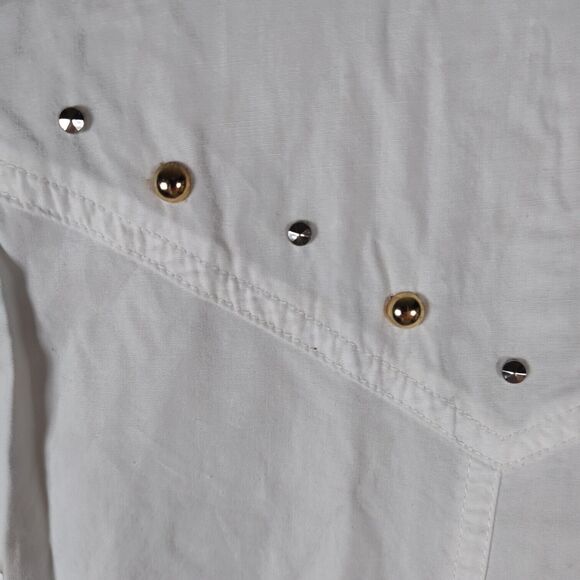 Vintage 80s Studded Western Top Size M Buffalo Head Coins Snap Front Blouse - Picture 12 of 16